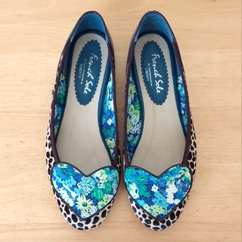 Liberty Floral Leopard Blue Leather Flats